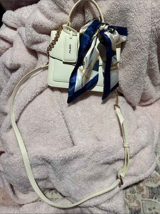 Aldo Handbags - ALDO Cream Crossbody Bag with Navy & White Scarf